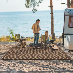 GENIMO outdoor rug reversible design for quick style change.