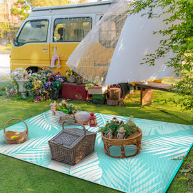 GENIMO outdoor rug shows reversible design for two looks in one mat
