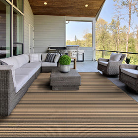 GENIMO Outdoor Rug reversible-pattern detail offers two-tone styling for versatile outdoor spaces.
