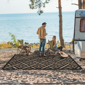 GENIMO outdoor rug with reversible pattern for quick style refresh.