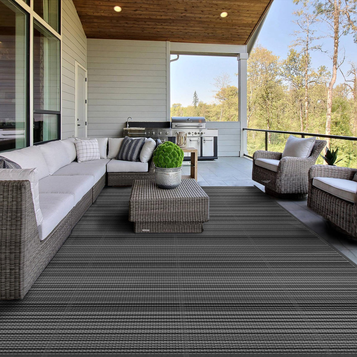 GENIMO outdoor rug reversible pattern two styles in one durable mat