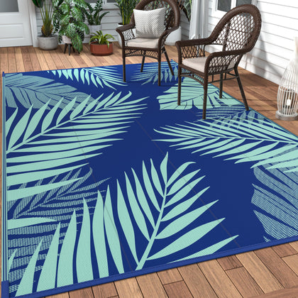 GENIMO outdoor rug royal blue pattern enhances patio ambience with durable weave