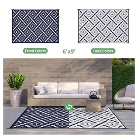 GENIMO outdoor rug ideal for RV or camper setups, easy to roll.