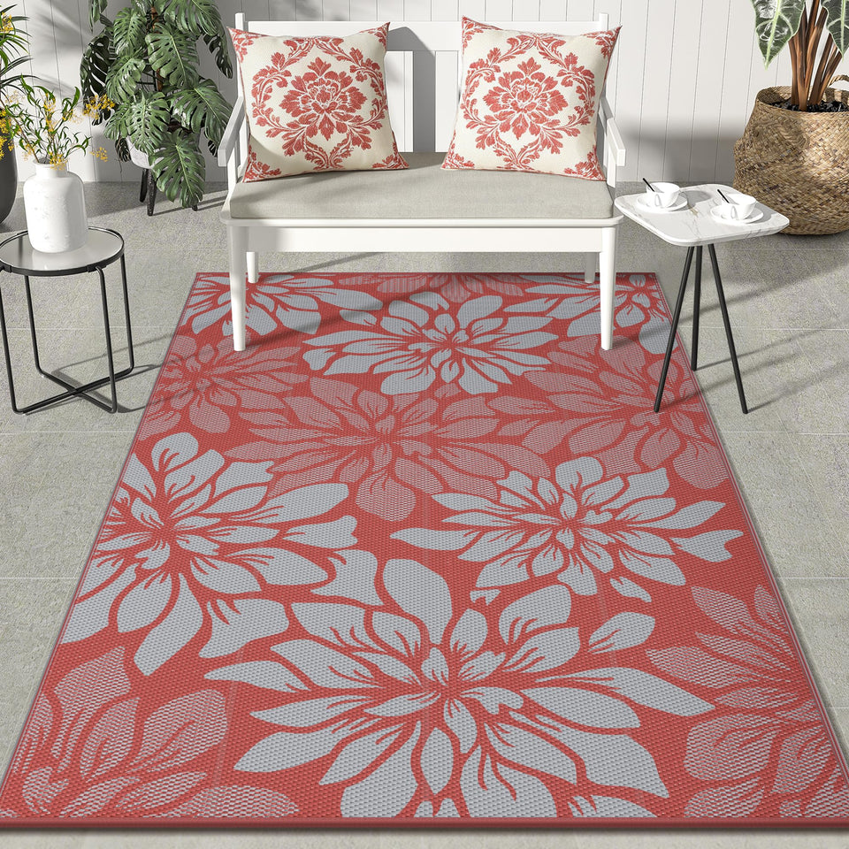 GENIMO outdoor rug 5x8, waterproof and easy to clean for patios.
