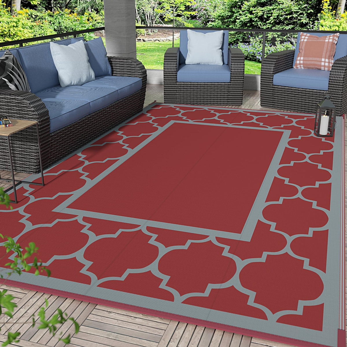 GENIMO waterproof 8x10 outdoor rug for patios and decks, keeps surfaces dry and clean