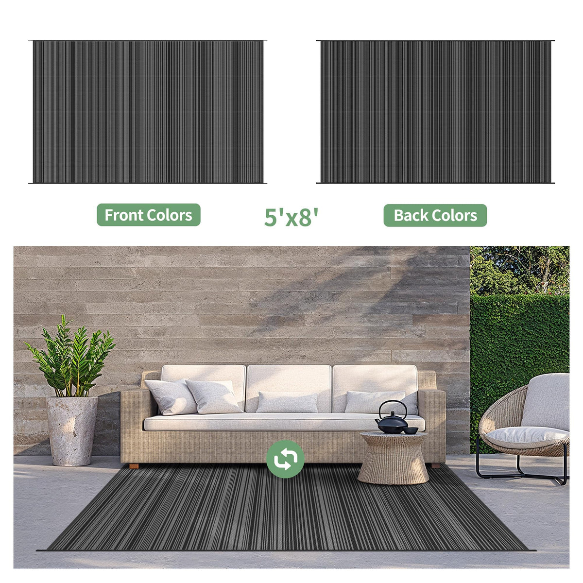 GENIMO outdoor rug waterproof coating withstands sun and rain