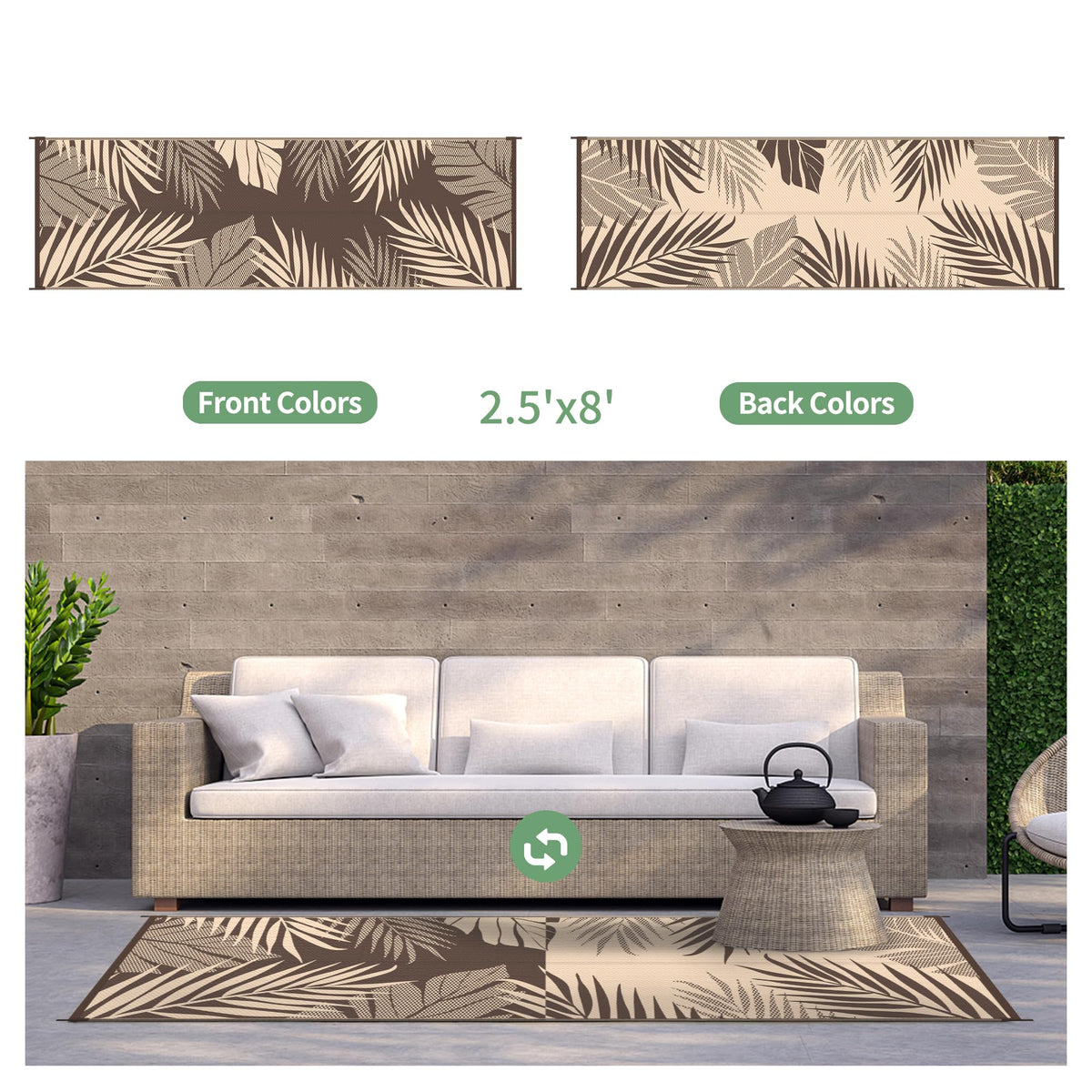 GENIMO outdoor rug: waterproof surface for quick cleaning after seaside or picnics.