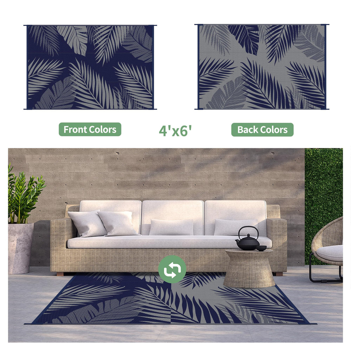 GENIMO outdoor rug waterproof and easy to clean after outdoor meals.