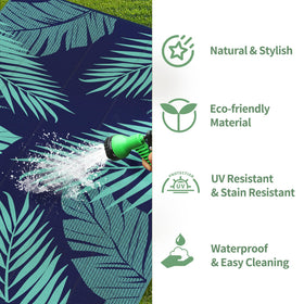 GENIMO rug is weather-resistant for patios, beaches, and year-round outdoor events.