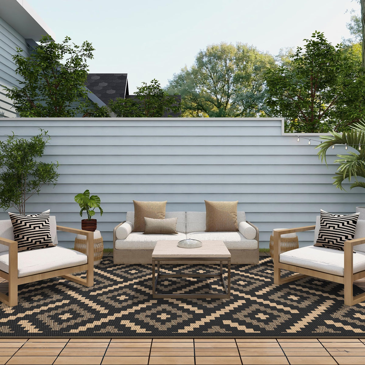 GENIMO rug weatherproof coating preserves color in varied weather.