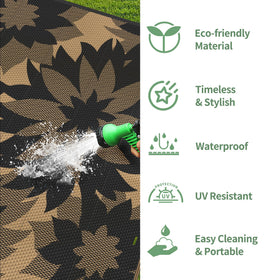 GENIMO versatile outdoor rug fits patio, deck, picnic, and beach scenes.