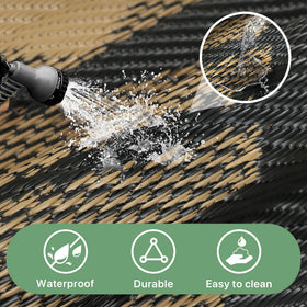 GENIMO outdoor rug on patio, soft underfoot and easy to maintain.