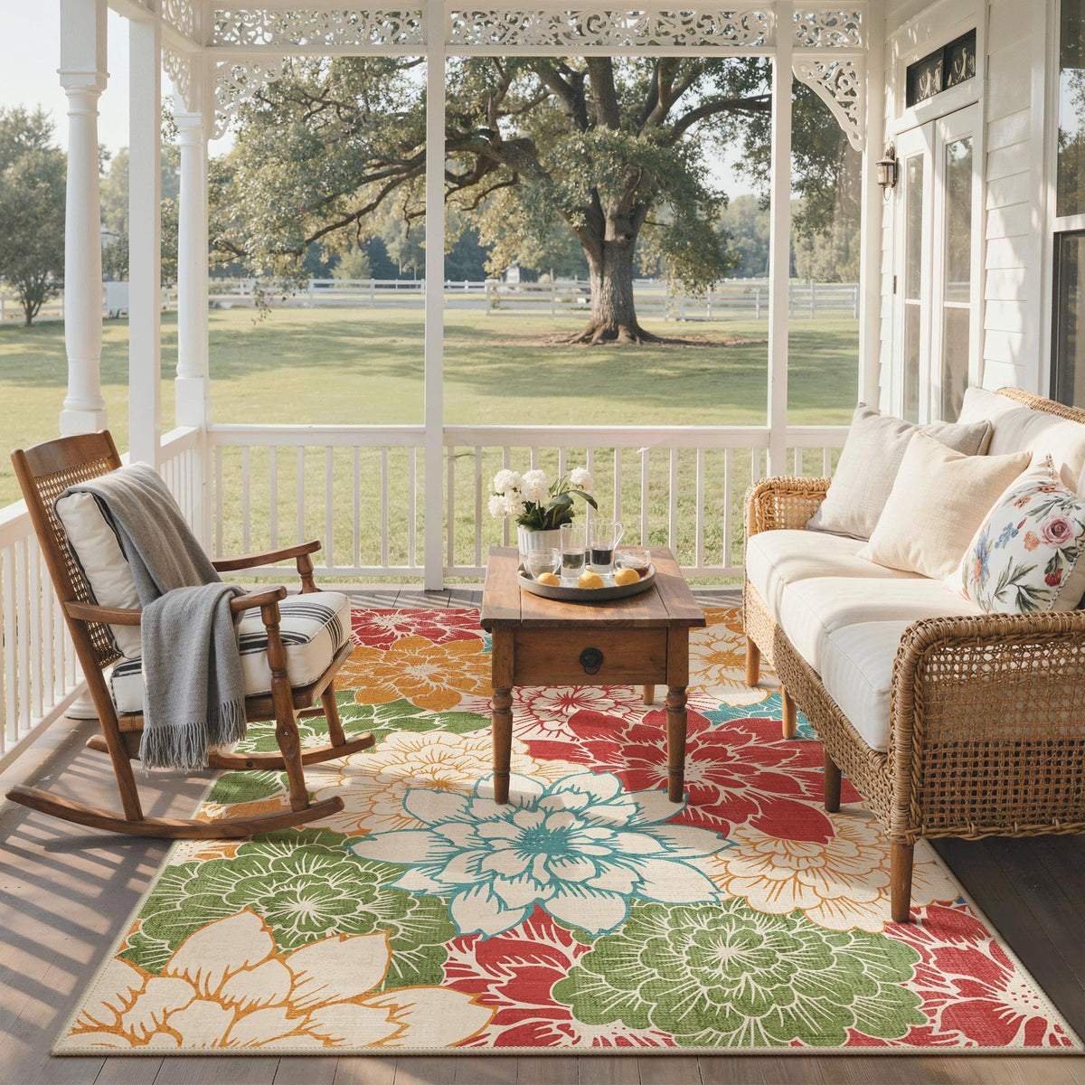 GENIMO pet-friendly low-pile rug resists hair and crumbs for busy homes.