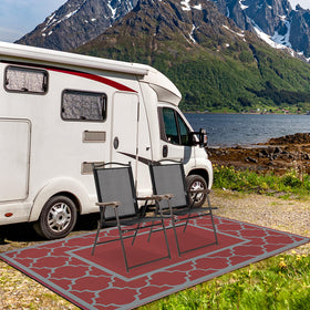 GENIMO portable outdoor rug folds compactly for camping and RV trips