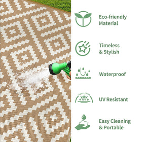 GENIMO portable roll-up rug with carry bag for RV trips.