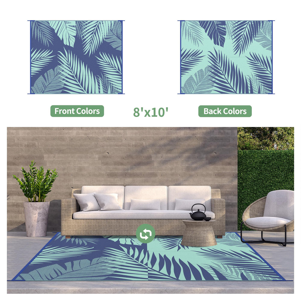 GENIMO reversible palm-pattern rug offers two styling options