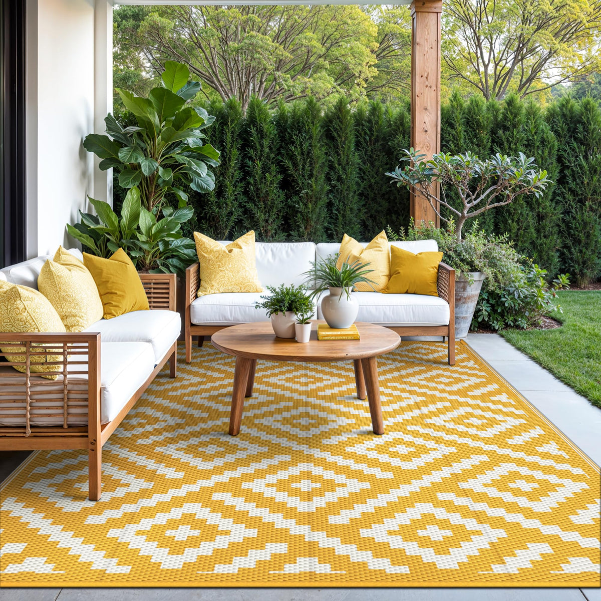GENIMO reversible geometry pattern rug offers two looks to refresh areas.