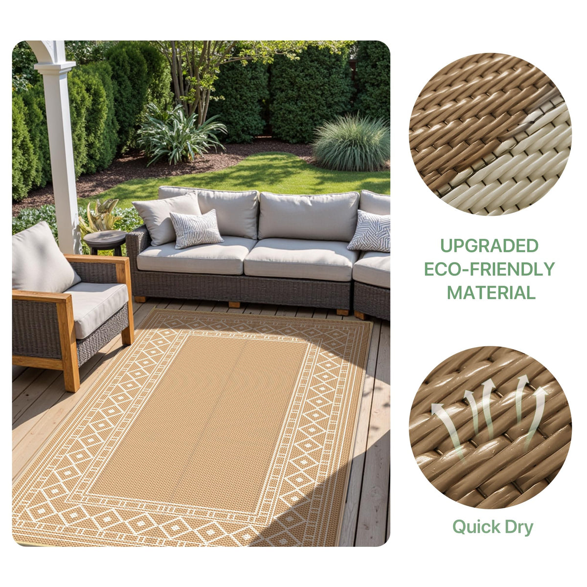 GENIMO rug with stakes included demonstrating secure anchoring outdoors