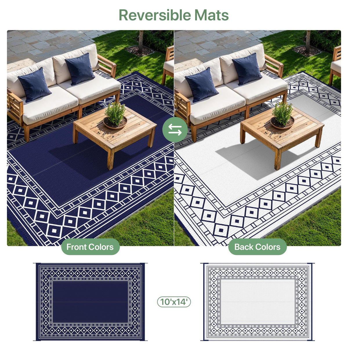 GENIMO outdoor rug with UV coating resists fading on sunny decks.