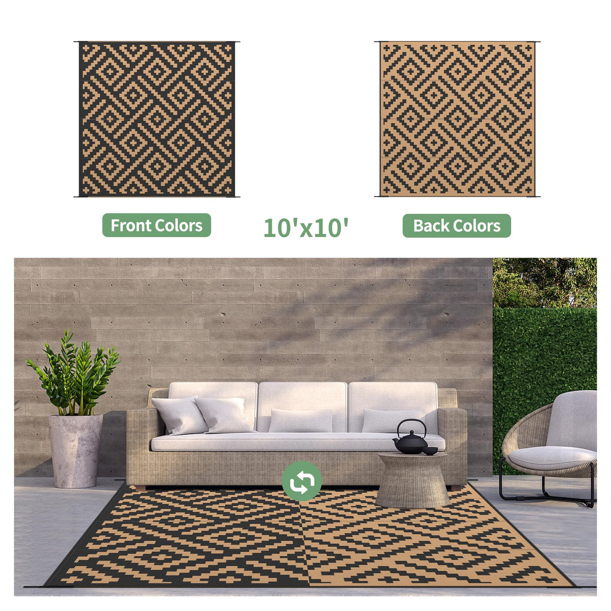 GENIMO waterproof mat drains rain instantly for patio and deck setups.