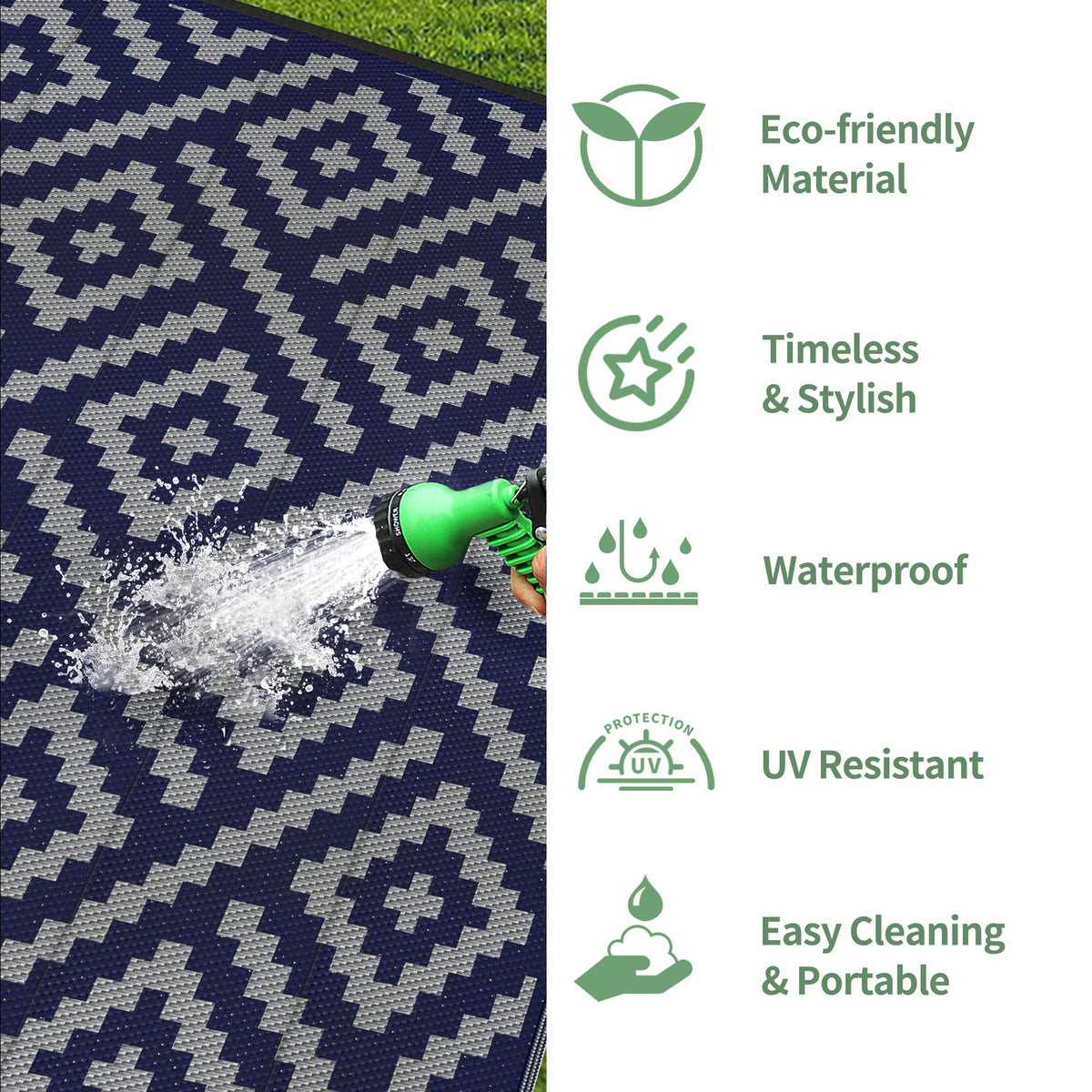 GENIMO stain-resistant surface allows quick cleanup after meals and outdoor games.
