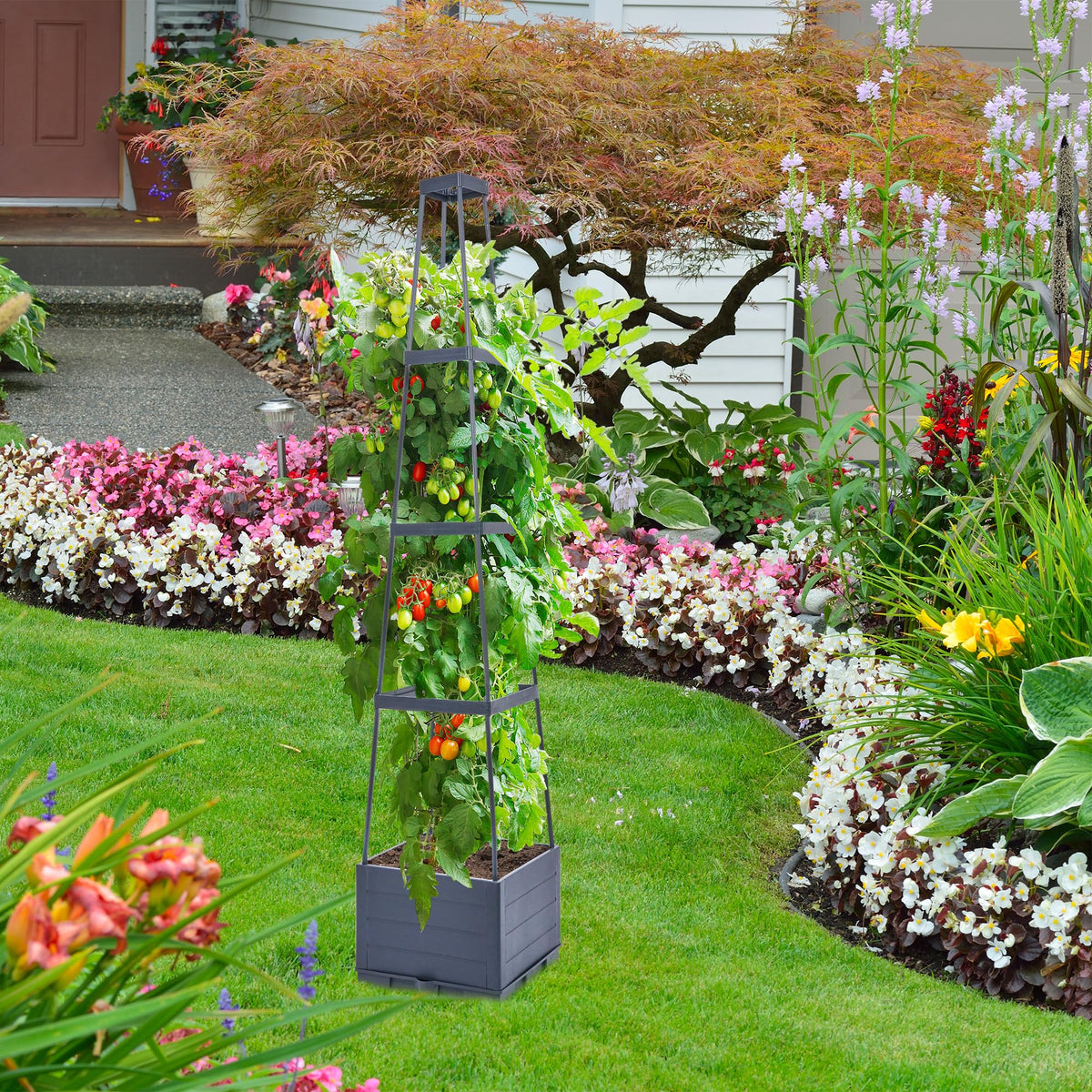 Ideal for tomato cages, flowers, and vegetables in small spaces