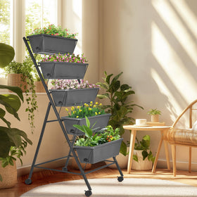 GENMOUS compact elevated garden on patio ideal for small spaces.