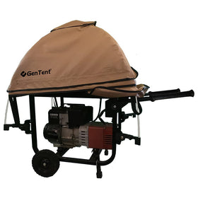 GenTent folding handles on a square frame allow secure generator maneuvering.