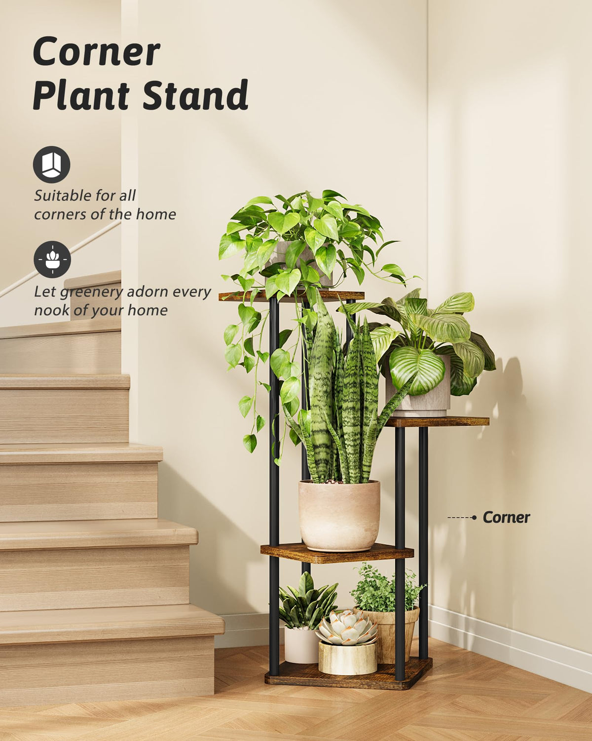 GENTINGBRO corner shelf with assembly video guide for quick setup