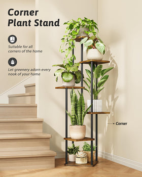 GENTINGBRO durable plant stand with metal and wood supports 20 lb per tier.