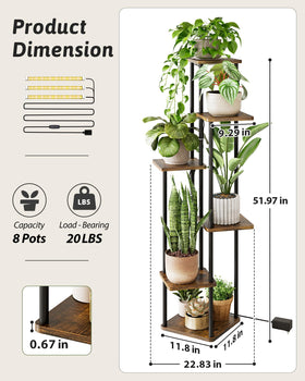 GENTINGBRO plant stand with LED light bars offering adjustable brightness.