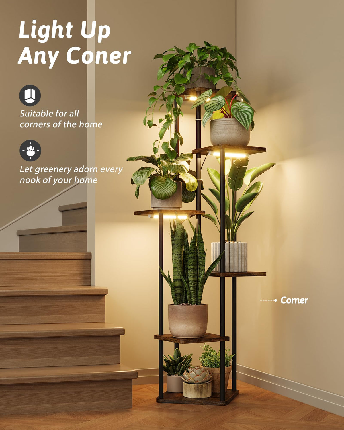 GENTINGBRO steel and MDF construction supports up to 20 lb per shelf.