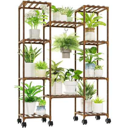 GENTINGBRO plant stand with wheels for easy mobility and flexible placement.