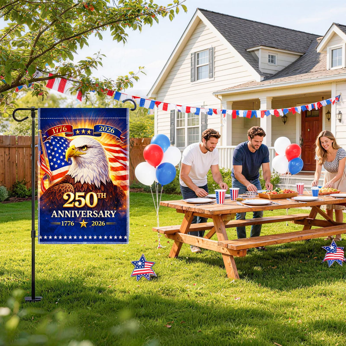 Geodurn outdoor flag for yard or porch, durable in sun and rain.