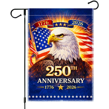 Geodurn 250th anniversary eagle flag, double-sided for outdoor yard display.