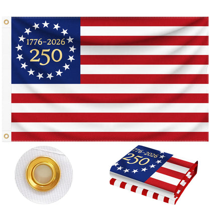 Geodurn 250 Years flag front view with double-sided design for outdoor display