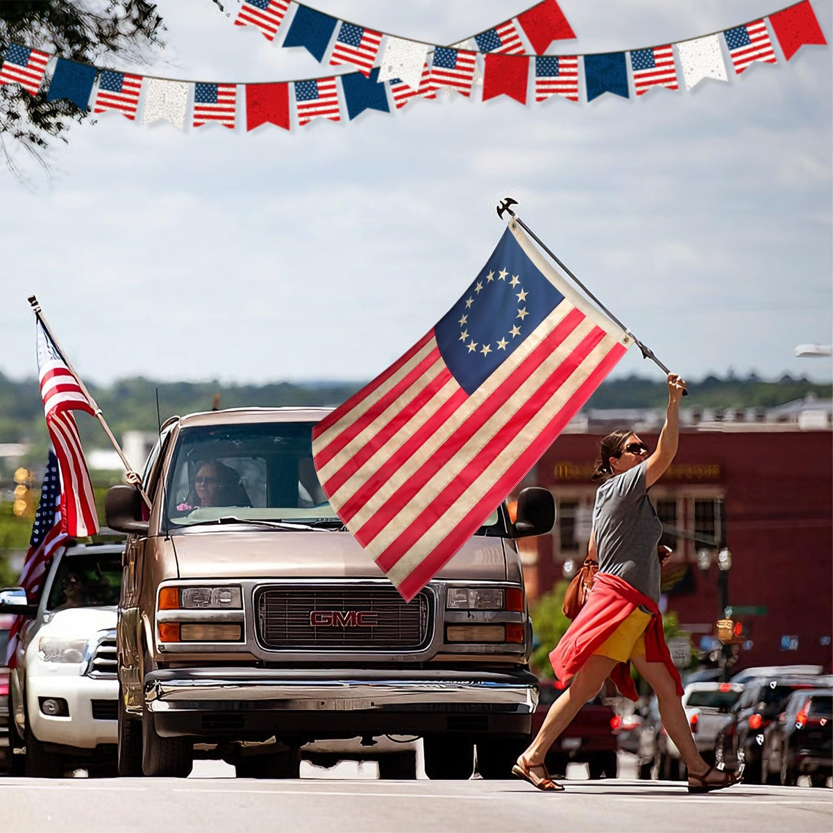 Geodurn 3x5 ft flag ready to hang on porch or wall.