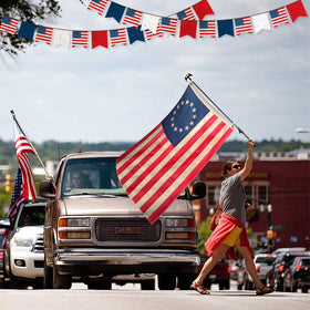 Geodurn 3x5 ft flag ready to hang on porch or wall.