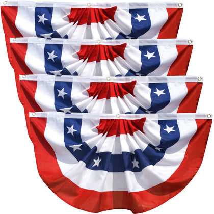 Geodurn four-pack pleated flag, 3x6 ft, fluttering on a porch for festive curb appeal.