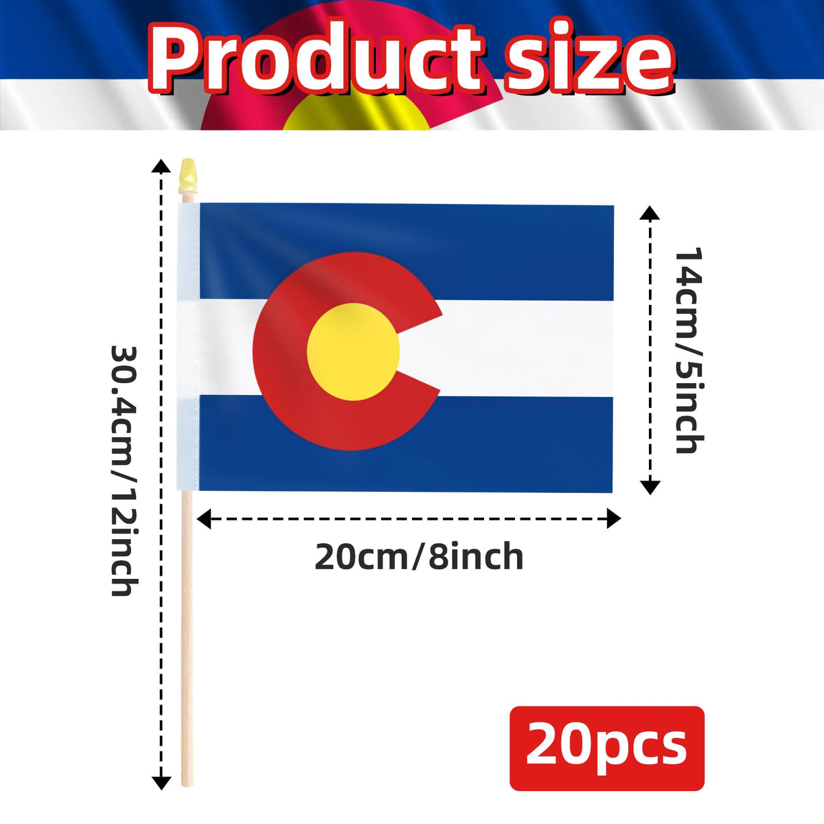 Geodurn Colorado flag closeup—spear-top wood pole display