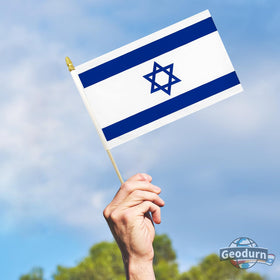 Geodurn flags with fade-resistant dyes maintain blue and white colors