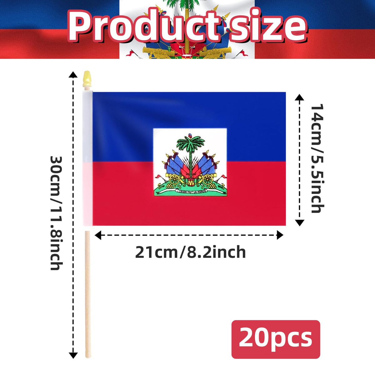 Geodurn Haiti flags 20-pack bundle for group parades and classroom celebrations