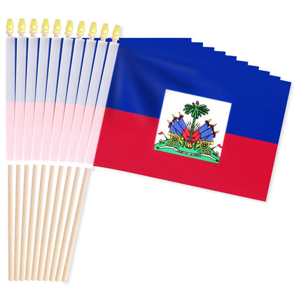 Geodurn Haiti flags 5x8 front view with coat of arms for bold cultural display