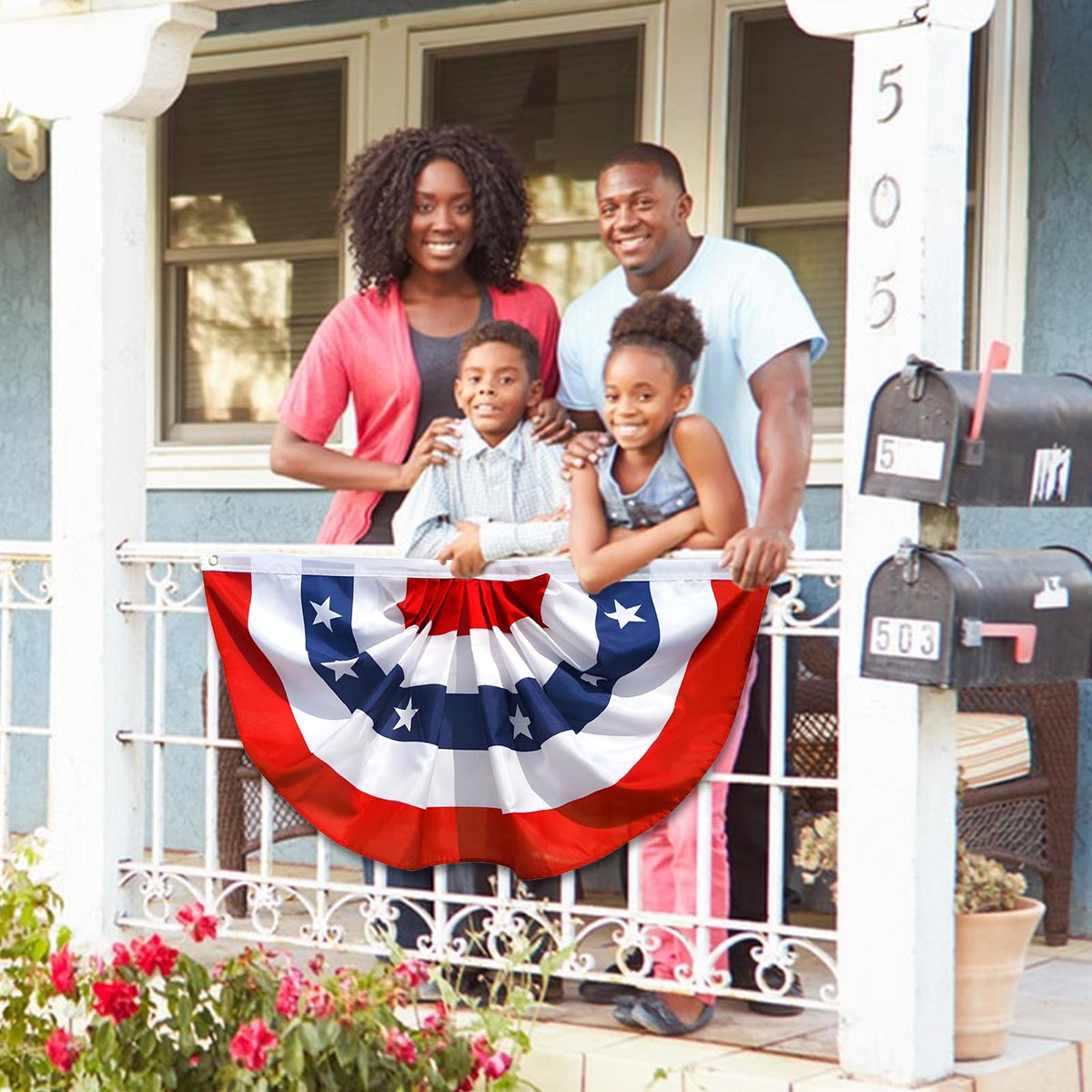 Geodurn Independence Day flag enhances garden and entryway
