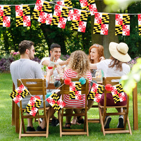Geodurn Maryland flag banner on fence for yard decor