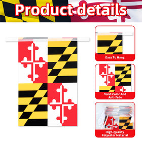 Geodurn Maryland flag banner rope sewn feature enables easy hanging