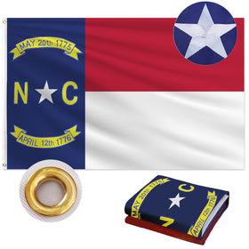 Geodurn North Carolina flag on 210D Oxford fabric for lasting outdoor use.