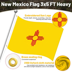 Geodurn New Mexico flag made with 210D Oxford fabric for wind resistance