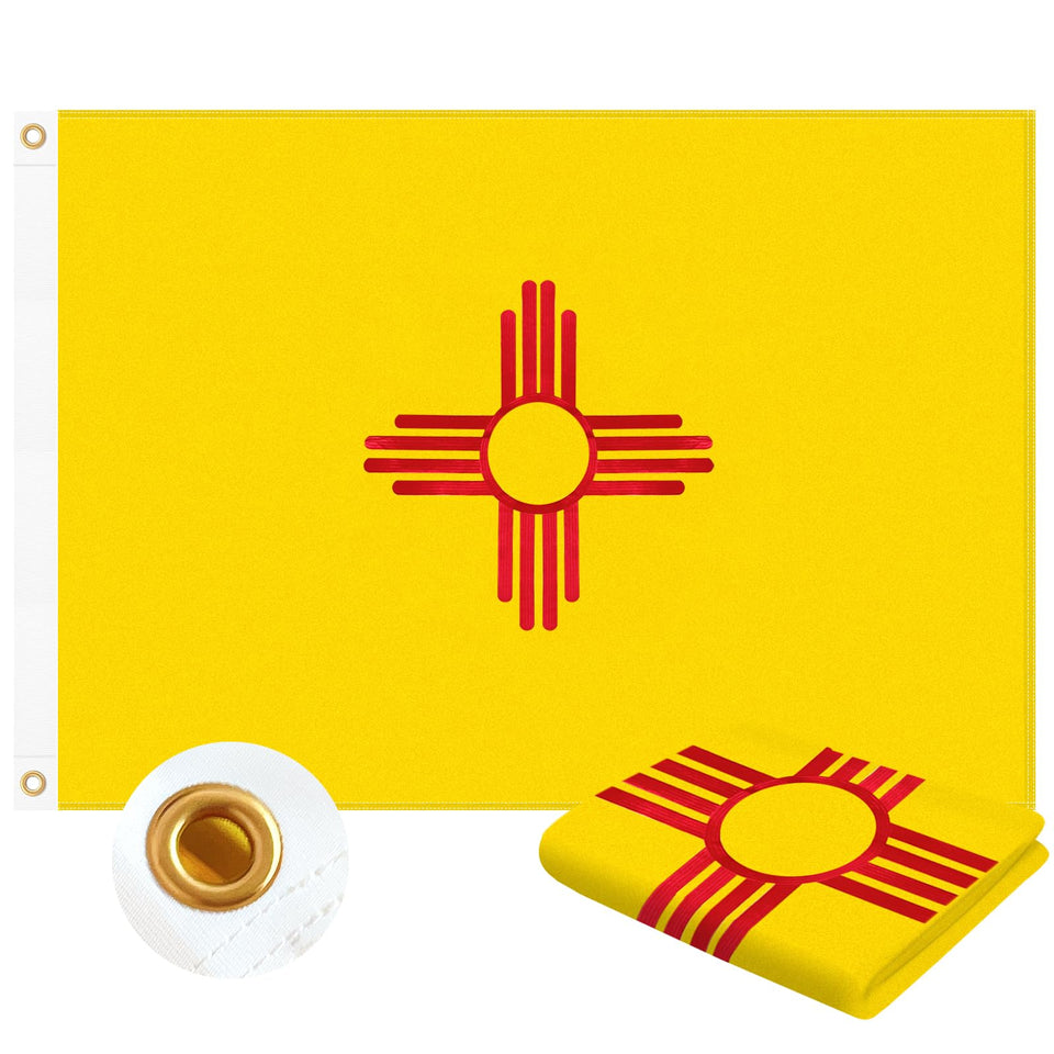 Geodurn New Mexico flag with fully embroidered sun symbol for durable outdoor display