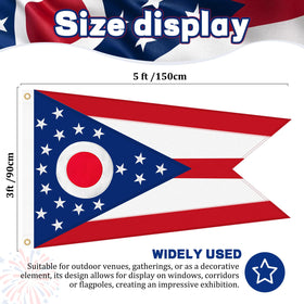 Geodurn Ohio flag embroidery highlights circle and stars with durability